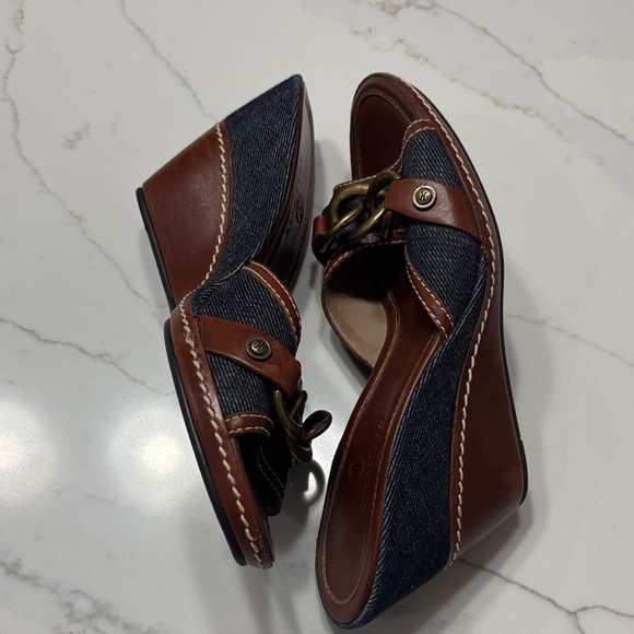 Cole Haan Women's Brown and Black Mules with Gold Accents - Picture 9 of 11